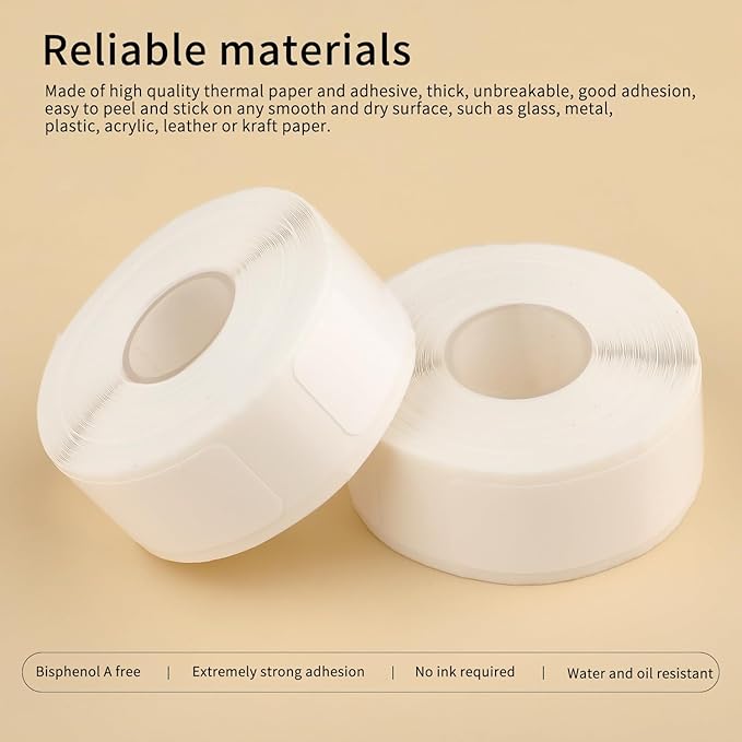 3 Rolls Label Maker Tape for Phomemo D30, 0.47""x 1.57""(12 x 40 mm) White Self-Adhesive Label Tape Sticker Thermal Paper, Household Storage Labels, Office School Supplies