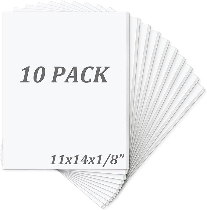 Mat Board Center, Pack of 10 Acid-Free Foam Boards, 11x14 inch White Foam Boards, 1/8" Thick