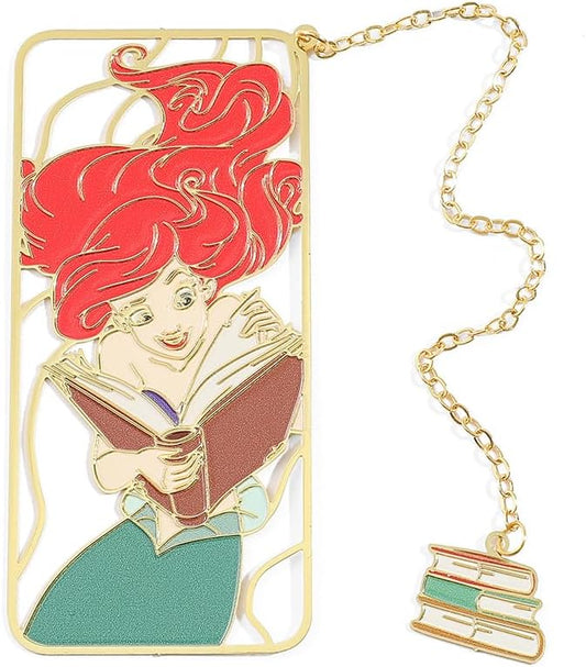 Cute Little Mermaid Anime Metal Book Mark -Metal Bookmarks Anime Fans Collection Accessories Reading Marker Gift for Book Lovers Women Girls Kids (Mermaids Read Book)