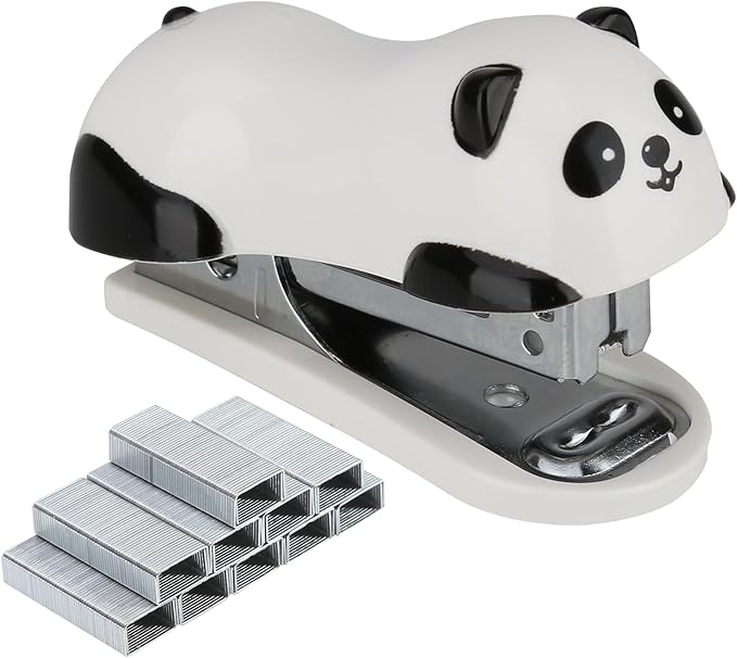 Cute Panda Mini Desktop Stapler, Home Stapler with 1000 Staples
