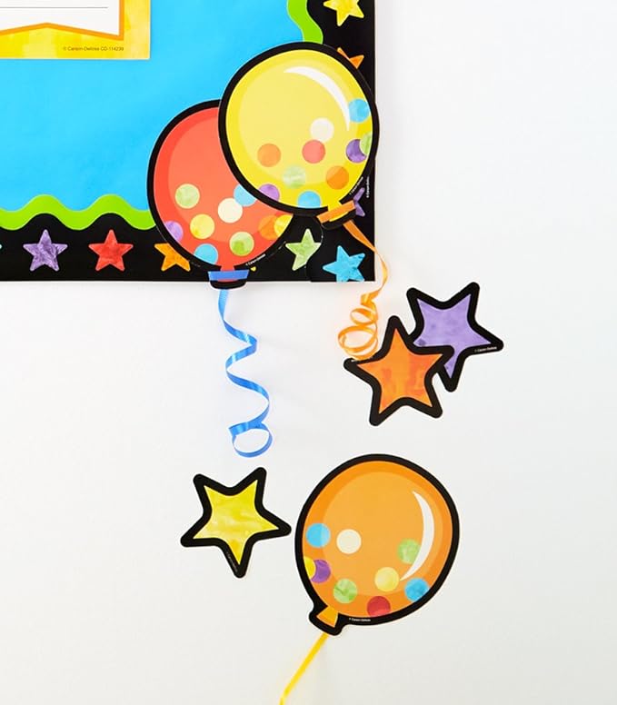 Carson Dellosa 36-Piece Celebrate Learning Balloon With Confetti Cutouts, Colorful Cardstock Confetti Happy Birthday Bulletin Board Decorations for Party, Name Tags, Labels, and Classroom Decor