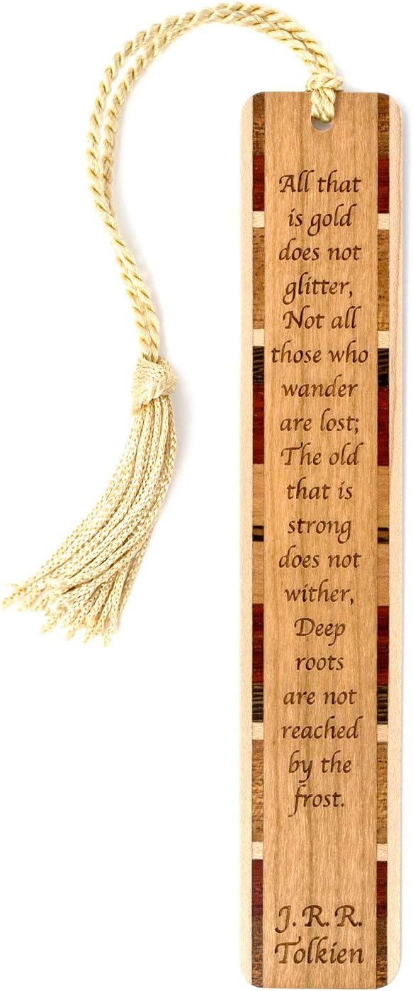 J.R.R. Tolkien Wander Personalized Wooden Bookmark | Custom Engraved Fantasy Literary Quote Gift for Readers and Book Lovers | Handmade Wood Bookmark with Tassel | Made in the USA