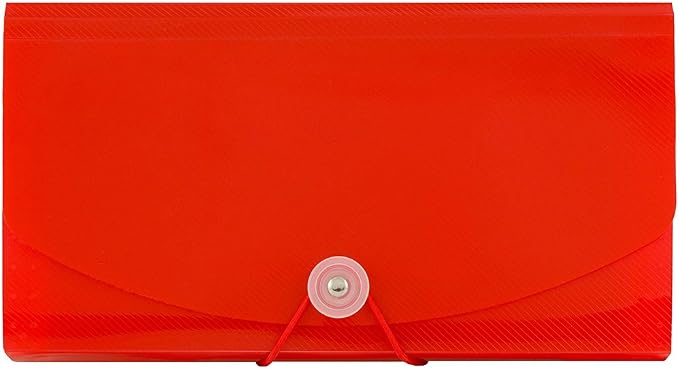 JAM PAPER Accordion Folders - 13 Pocket Plastic Expanding File - Check Size - 5 x 10 1/2 - Red - 2/Pack