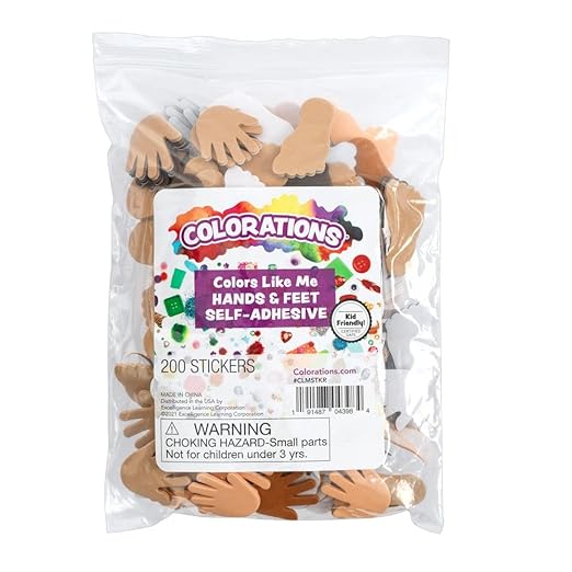Colorations® Colors Like Me Self Adhesive Hands & Feet Foam Stickers - 200pc, Durable Crafting Materials, 4 Skin Tone Shades