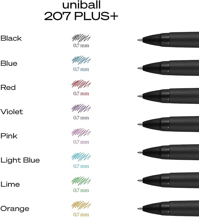 uniball™ 207 Plus+ Retractable Gel Pens, Medium Point (0.7mm), Black Ink, 12 Pack