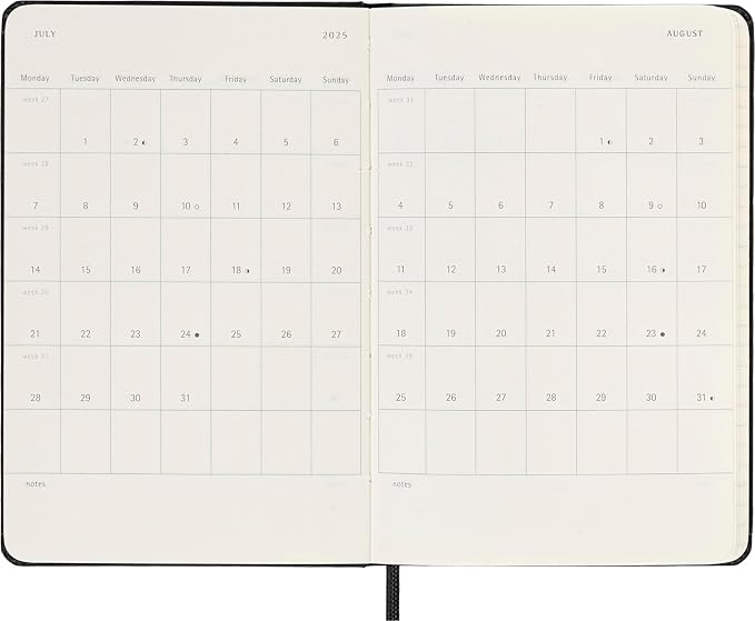 Moleskine Classic 12 Month 2025 Weekly Horizontal Planner, Hard Cover, Pocket (3.5" x 5.5"), Black, 144 pages