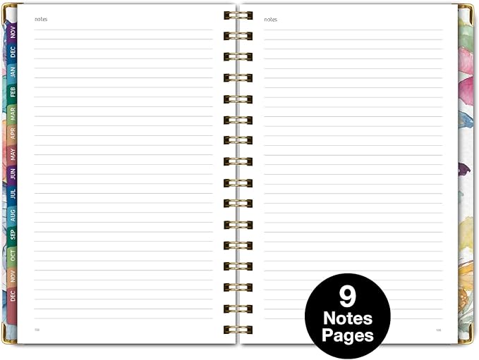 HARDCOVER 2026 Planner, 5.5"x8": 14 Months (November 2025 - December 2026), Daily Weekly Monthly Planner, Yearly Agenda, Bookmark, Pocket Folder and Sticky Note Set (Watercolor Butterflies)