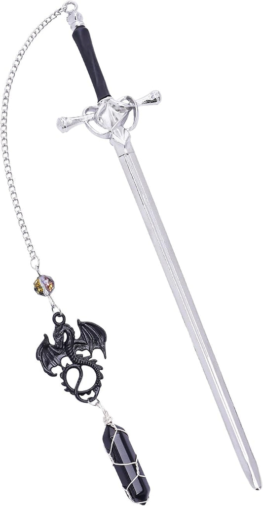 Fourth Wing Sword Bookmark- Fantasy Dragon Book Marks Gift Reading Men Boys Cool Unique Funny Vintage Metal Crystal Page Marker Kids Friend Birthday Students Teacher School Office Supplies