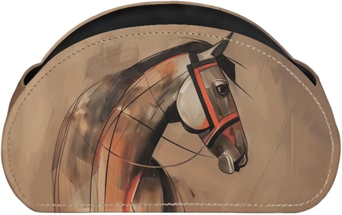 Abstract Painting Horse Remote Control Holder with 5 Compartments, Lightweight Office Desk Organizers Couch/TV Stand/Bedside Table/Home Theater Accessory Desktop Caddy