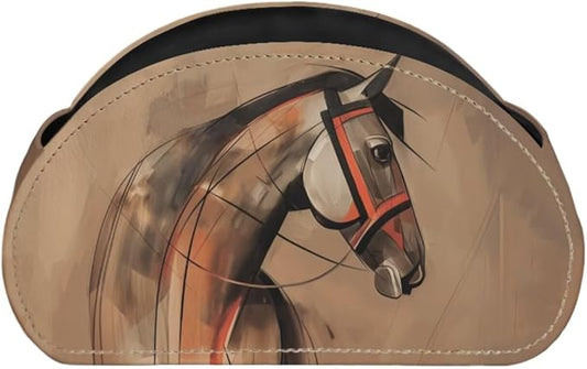 Abstract Painting Horse Remote Control Holder with 5 Compartments, Lightweight Office Desk Organizers Couch/TV Stand/Bedside Table/Home Theater Accessory Desktop Caddy