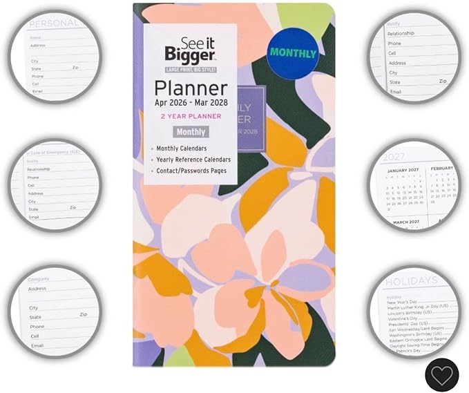 PlanAhead See It Bigger April 2026. - June 2028 Monthly POCKET 2 Years Planner, and 6 in - 1 Colorful Ballpoint Pen from TheBeliver LLC (Size 6.75 x 3.75)