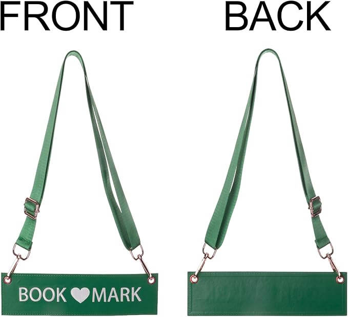 TIDOIRSA Detachable Strap Embroidered Leather Unique Funnys Bookmarks Carrier for Women,Readers,Book Lovers (Green)