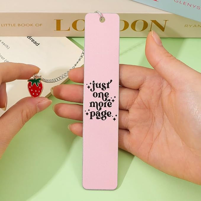 Pink Bowknot Stainless Steel Bookmark - Printed with Cute Bowknot Patterns & Equipped with Heart Pendants, Ideal for Female Readers, Perfect Birthday Gift for Girlfriends (Double-Sided C)