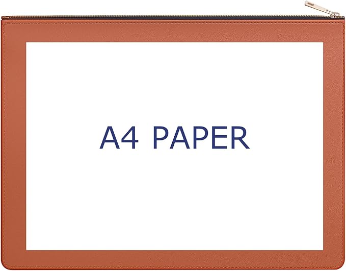 Enyuwlcm PU Leather A4 File Folder Zipper Document Holder Envelope Folder Case for Receipt Contract (2, Black&Orange)