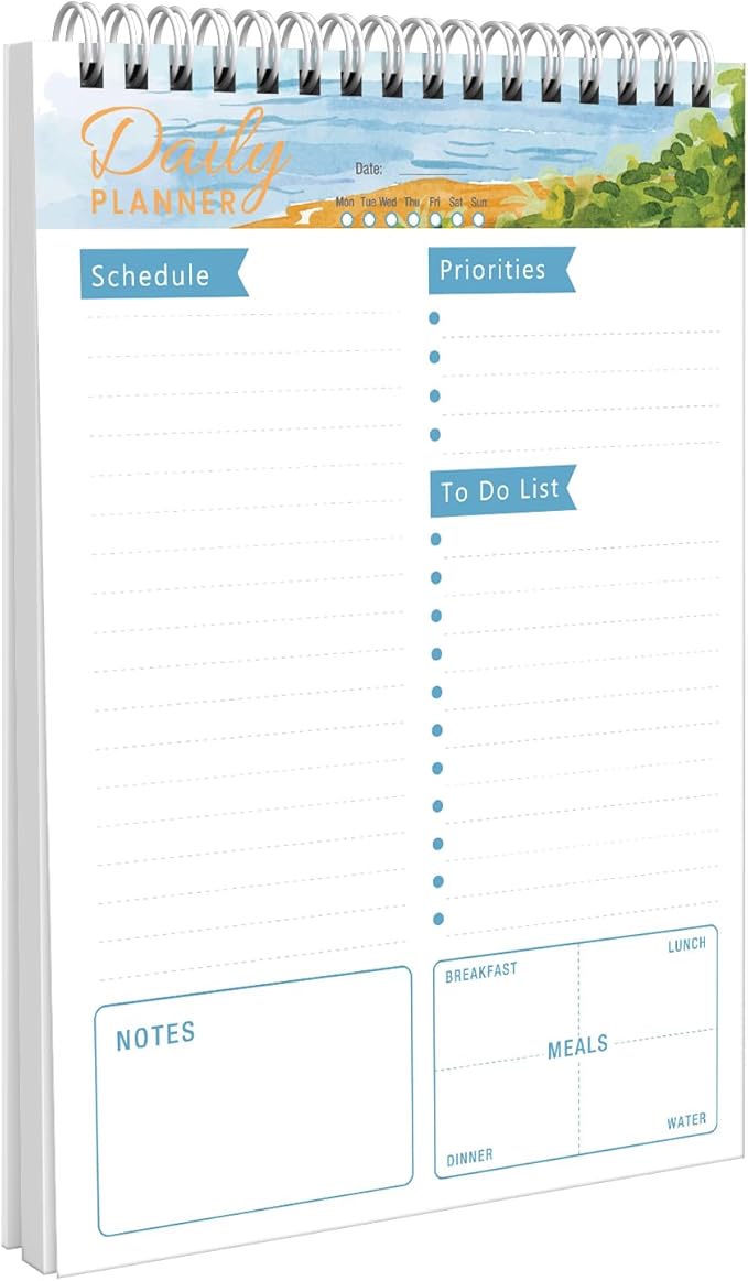 To Do List Notebook Daily Planner A5 CheckList Pad 52 Sheets, 5.9" x 8.2" Daily Schedule Goal and Tasks Setting Notepad Productivity Planner, Spiral Appointment Organizers, A5-LB