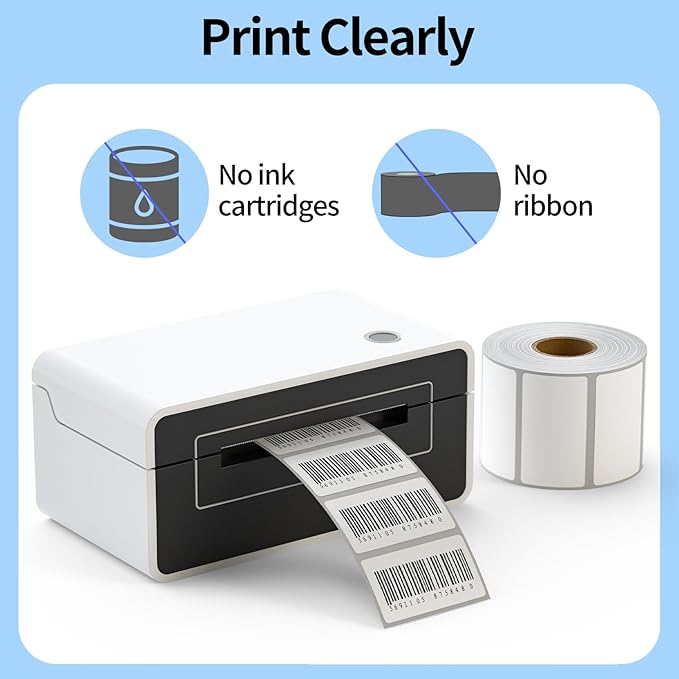 Direct Thermal Label 2x1, Thermal Labels for Barcodes, Return Address, File Folders - Barcode Stickers Compatible with Rollo, Munbyn, Zebra, Godex - 1Roll, 1000 Lable, White Sticker Labels