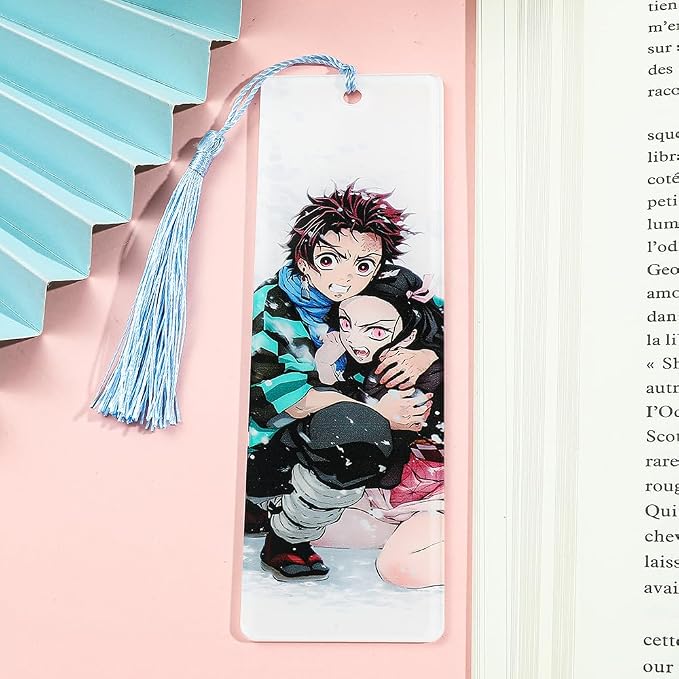 Anime Demon Kamado Acrylic Bookmark - Anime Tanjiron Zenitsu Giyuu Kyoujurou Figure Page Mark Reading Tool, Holiday Gifts for Reading Fans Book Lovers Bookworm (Style H)