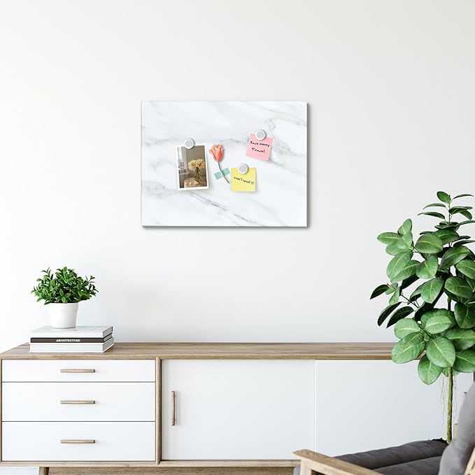 Marble Print Magnetic Dry Erase Board, 23.6x17.7 inches Decorative White Board for Wall with Design, Frameless Dry Erase Board for Wall, Magnets Included（DLS,4560,1pc）