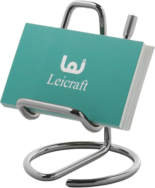 Business Card Holder for Desk, Cute Metal Card Organizers and Office Desk Accessories for Men and Women (Vertical Black)