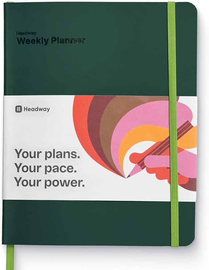 Headway 2026 Planner, 3-Month Leather Soft Cover Calendar Planner for Women, 8.2" x 6.5", Agenda & To-Do List Book with Bookmark, Undated Daily & Weekly Pages, Organizer for School Home Office, Green