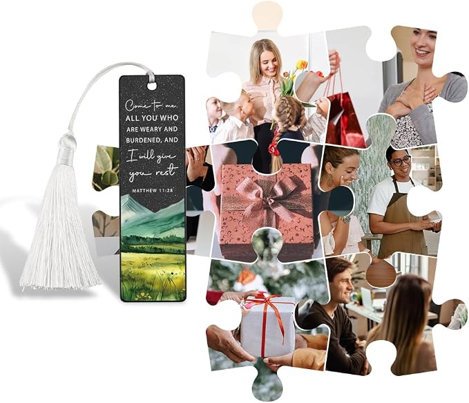 Christian Rest - Giving Bookmark, Comforting Gift for Believers, Uplifting Present for Weary Readers, Faith - Based Reading Gift, Unique Mountain & Scripture Design Bookmark, WCB48