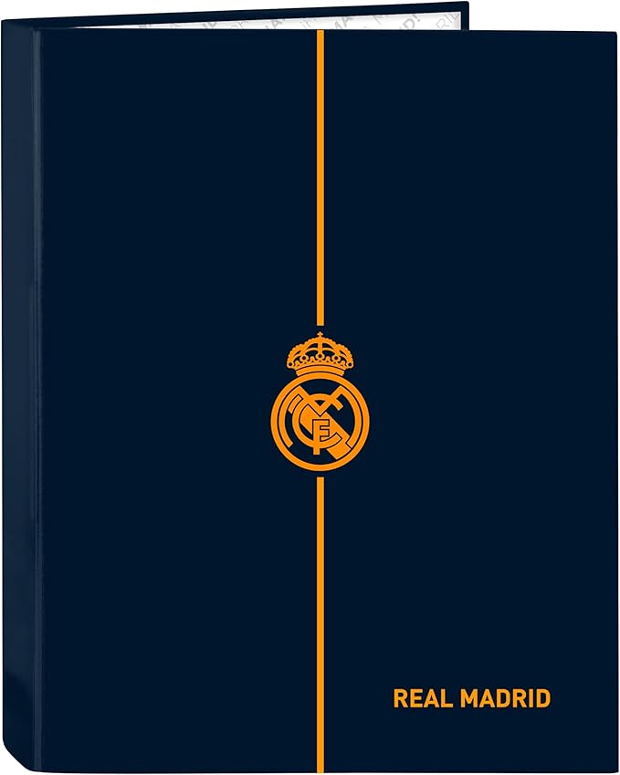 Safta Real Madrid 2nd Team 24/25 – Folder with 4 Rings, Ideal for Children of Different Ages, Comfortable and Versatile, Quality and Resistance, 26.5 x 33 cm, Navy Blue