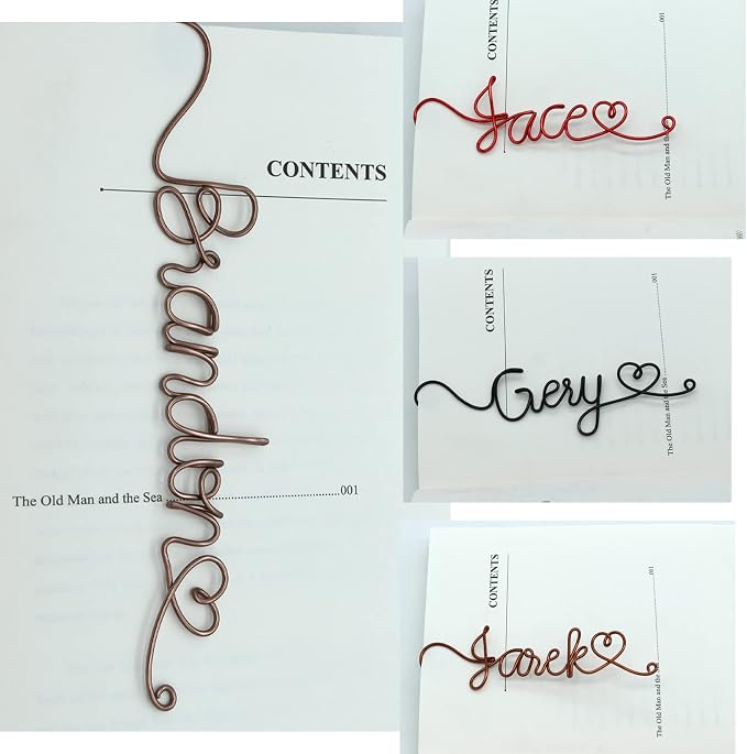 Personalized Wire Name Bookmark Custom Bookmark Unique Name with Heart Ideal Gift for Bookworm and Book Lover Teacher Father Husband Gift Anniversary Booklovers