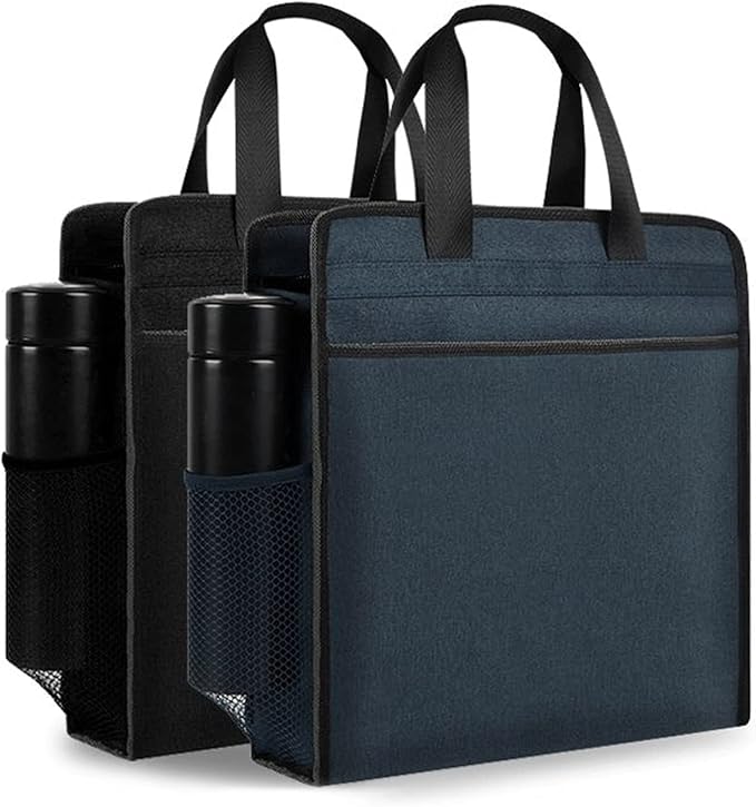 Ibluelover Portable Business Briefcase Zipper Bag Waterproof Durable A4 File Folder Bag Lightweight Carrying Case Handbag File Storage Organizer Holder for Office Meetings Travel