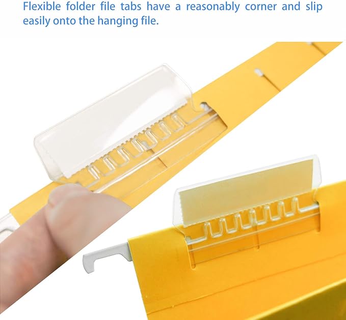 JIKIOU 210pcs Hanging File Folder Tabs and 210pcs Blank 2inch Inserts per Pack for Quick Identification of Hanging Files, Easy to Read, Clear