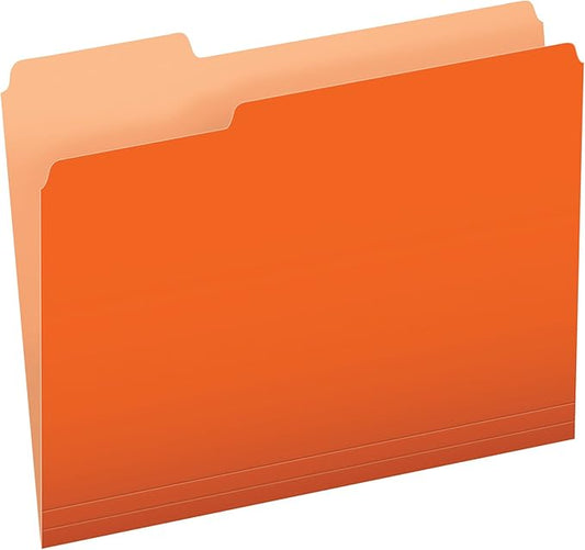 Pendaflex Colored File Folders, 100 Pack, Letter Size (8.5" x 11"), Durable Orange Folders, 3 Tabs for Easy Labeling, Colorful School, Office & Home Document Organization