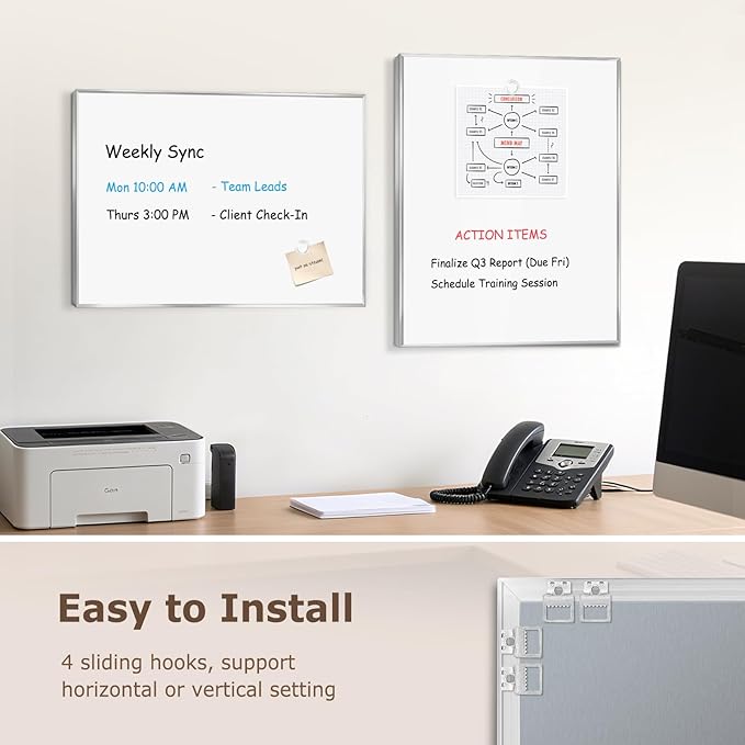 Small Dry Erase Whiteboard, 16 x 12 Inches Magnetic White Board for Students, Home, Office, School, Silver Aluminum Frame, 4 Magnets, 2 Markers