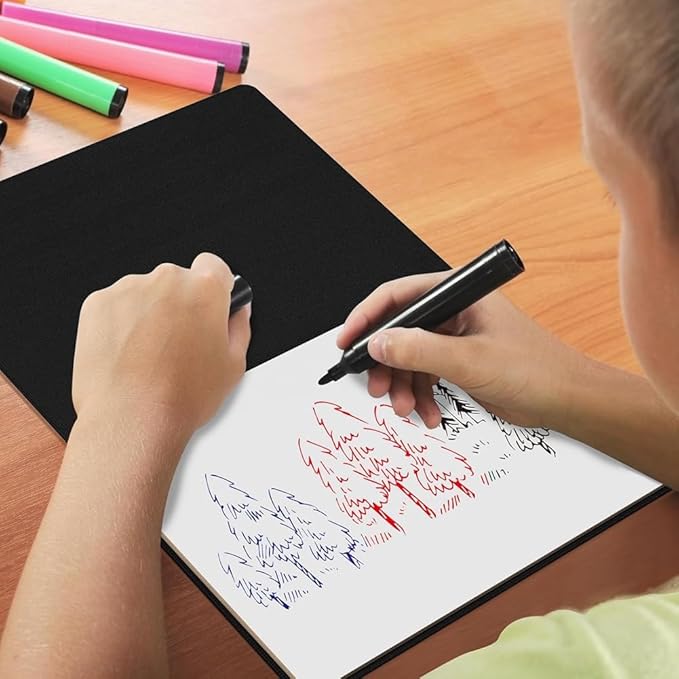 Portable Small White Board,Reusable Dry Erase Board with Stand,Desktop Whiteboard for Meeting Bussiness Black