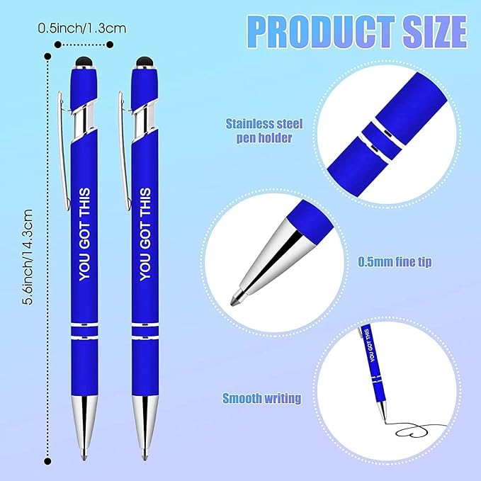 30 Pcs Inspirational Pens - Motivational Ballpoint Pens Bulk with quotes Stylus Tip Gifts for School Coworkers Black Ink