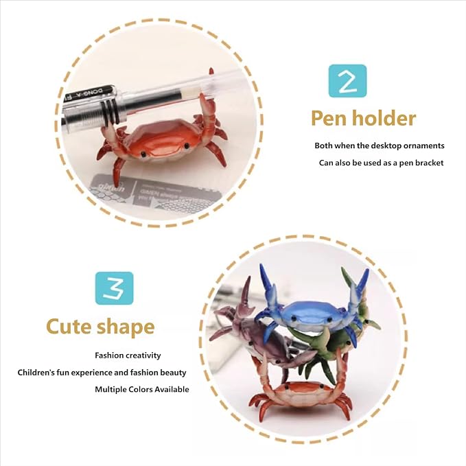 8 Pack Desk Crab Pen Holder, Creative Weightlifting Crab Pencil Stand Holder, Desk Organizers and Accessories, Cute Office Decor for Small Items at Home, School, Studio (Purple/Green/Blue/Red)