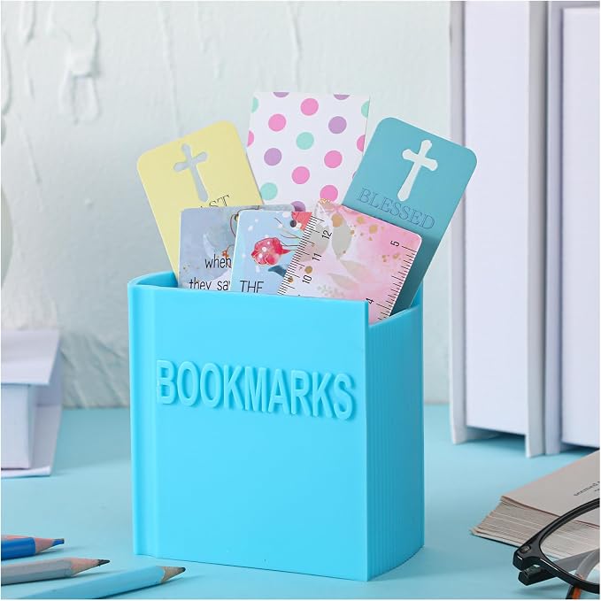 Honeydak 3D Printed Book Shaped Bookmark Holder Book Lover Gift Bookish Accessory Office Desk Supplies Funny Bookmark Accessories End of Year Gift for Teacher(Blue)