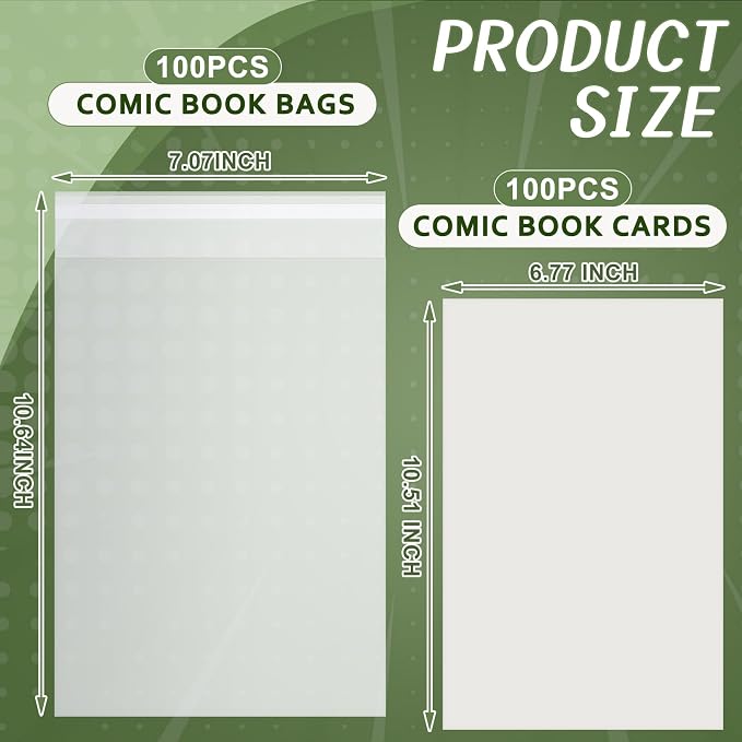 Comic Book Storage Kit with Storage Box, 25 Pack Dividers, 100 Pcs Current Bags and 100 Pcs Boards, Holds 160-180 Comic Book Collapsible Organizer with Handles, Heavy Duty Bin Container Holder Shelf