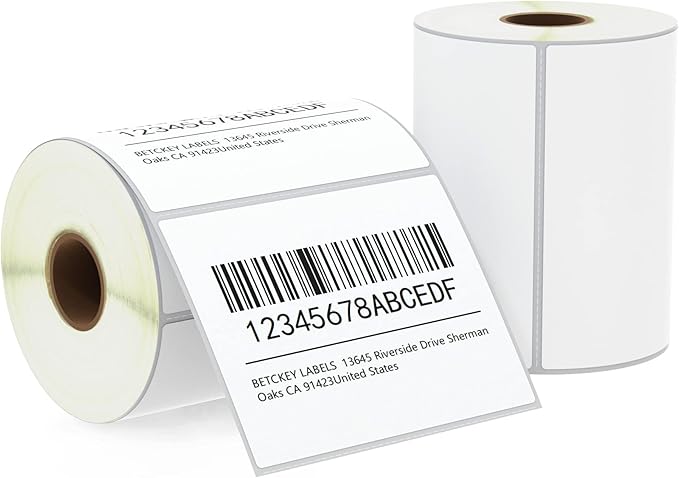 BETCKEY - 4" x 3" (102 mm x 76 mm) Shipping & Multipurpose Labels Compatible with Zebra & Rollo Label Printer,Premium Adhesive & Perforated [2 Rolls, 1000 Labels]