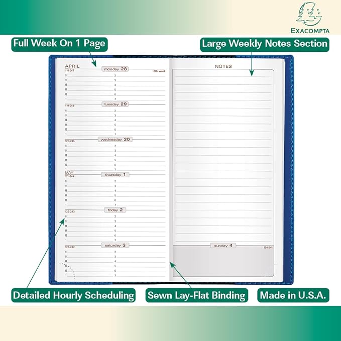 Exacompta 2026 Refill For "Space 17" Calendar Year Weekly/Monthly Planner Organizer - 12 Months (Jan. to Dec.) - 3 1/2" x 6 3/4"- Appointment Journal for Business, School, and Life