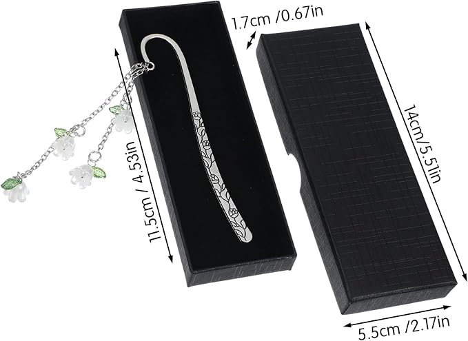 Metal Bookmark Hooks Flower Book Mark for Reading, Book Lovers Gift Books Beaded Charm Pretty and Aesthetic Books Accessories Personalized Silver Bookmarks