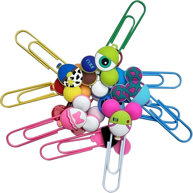 10 pcs Cute Paper Clips Colorful Office Supplies Gifts for Teacher & Students Bookmark Clamp Desk Accessories Stationery for School Book File Page Marker Clip for Women Kids Adult Children