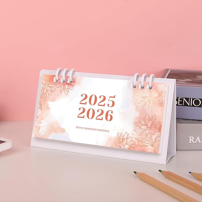 KONVINIT Small Desk Calendar 2025-2026, Aesthetic 2025 Desk Calendar - 6.3" x 3.1" - Runs From January 2025 Until December 2026, 24 Months Mini Desktop Calendar for School, Home and Office Supplies