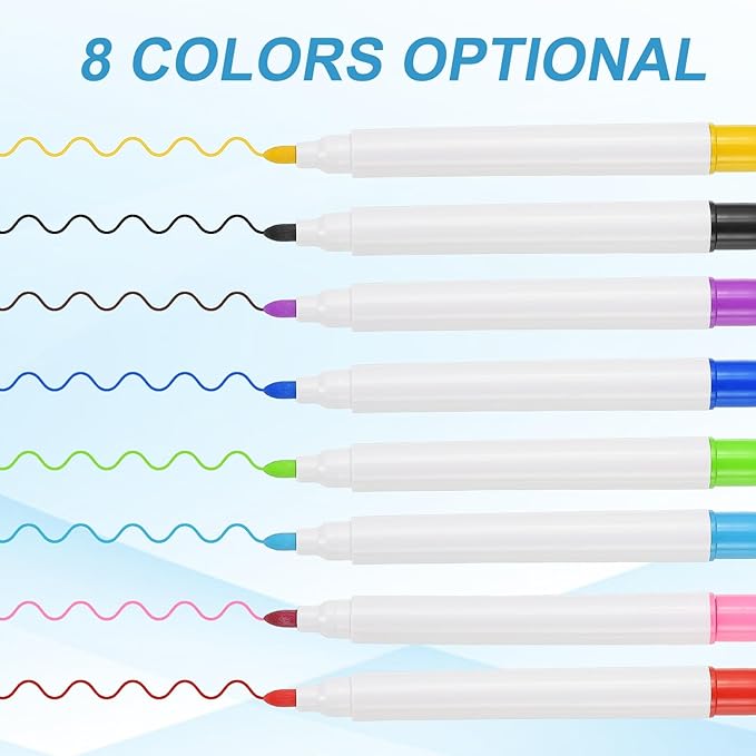 PATIKIL Whiteboard Pen, Fine Tip Dry Erase Light Blue White Board Markers with Eraser Whiteboard Calendar Supplies for Classroom Office, 12 Pcs, 0.5-1mm Tip