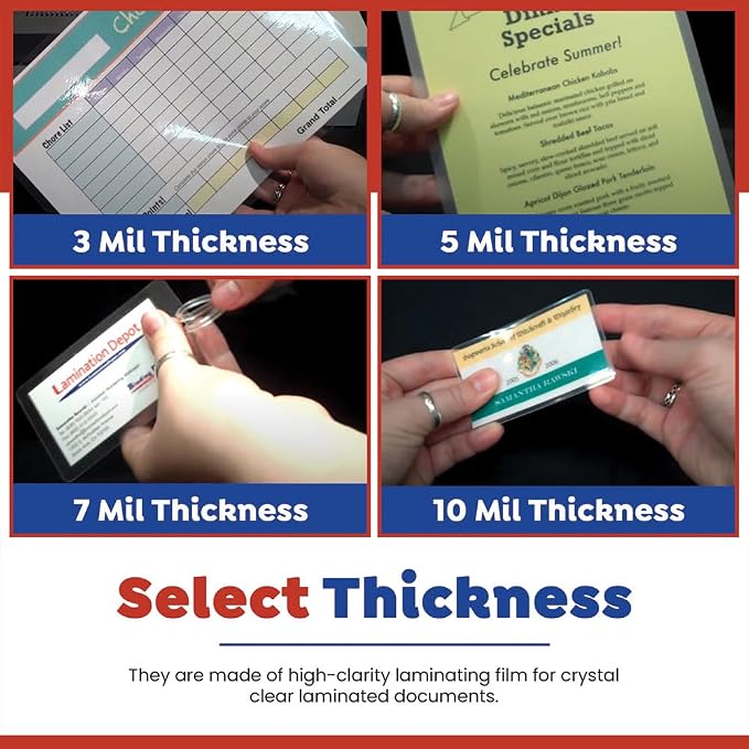 3 Mil Laminating Pouches with Rounded Corners | Bookmark Medium Size | 2-1/2 in. x 7-3/4 in. | Glossy Finish | Premium Adhesive for High-Clarity | 2 Carriers Included | 100 Pack