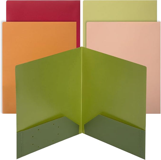 Mr. Pen- Plastic Folders with Pockets, 5 pcs, Aesthetic File Folder with Business Card Slot, 2-Pocket Folder, Back to School, Office, Filing Supplies