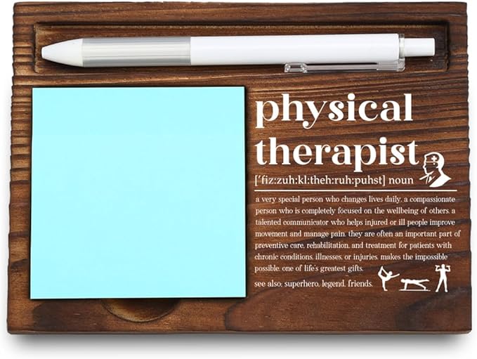 Wooden Sticky Note Holder for Physical Therapists, Motivational Office Decor, Appreciation Gift for Therapists, 16.5 x 12 x 1.5 cm,LQQ21