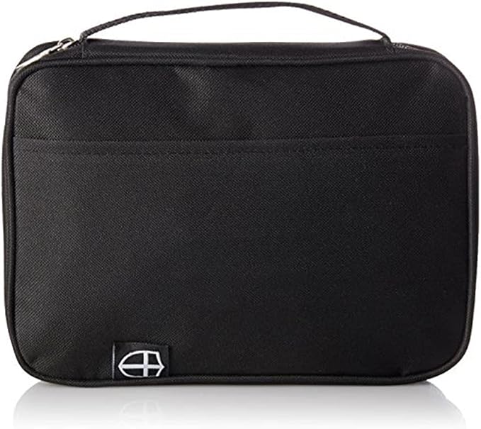Armor of God Bible Cover & Book Cover | Oxford Cloth with Handle & Cross Emblem Zipper-Pull | 4 Pen Loops Inside Cover | Outside Pocket | Black & Lavender | Large & XL