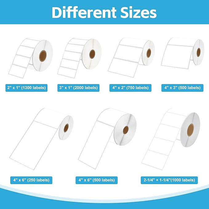 NineLeaf 4 Rolls 4"x 6" Direct Thermal Printing Blank Paper Shipping Labels Compatible for Zebra TLP-2844 ZP-450 GK420T GX420T GX430T GK420D GC420D GC420T Label Printer (250 Labels per roll)