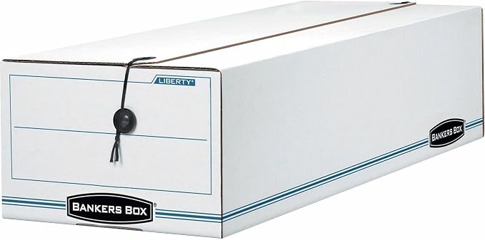 Bankers Box LIBERTY Check and Form Boxes, Standard Set-Up, String and Button, 4 1/4 x 6 x 23 1/4 Inches, Case of 12 (00003)