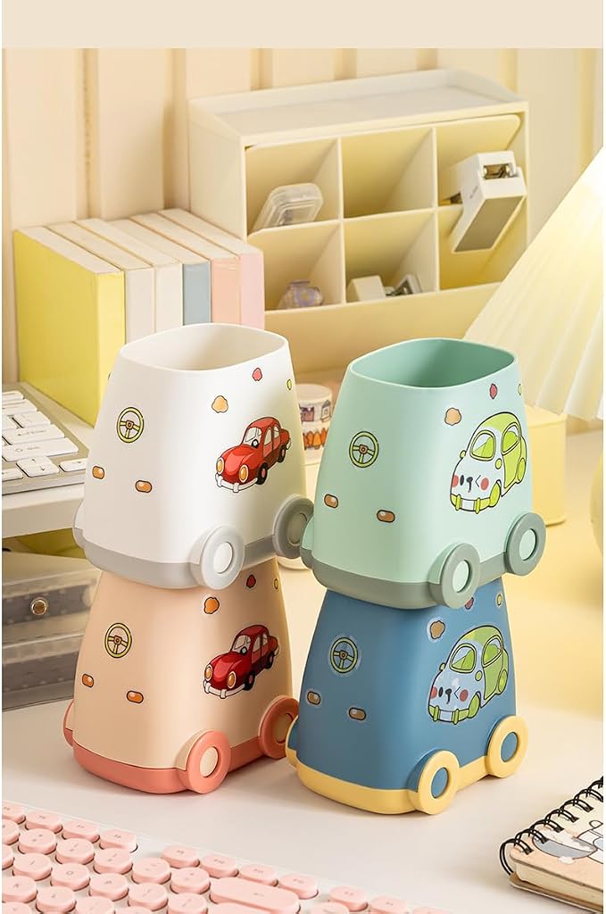 Cute Car Pen Holder Cute Kid Pen Holder for Desk Adorable Car Organizer, Car Pencil Holder Organizer Gifts Fit for Women And Man And Children (Pink)