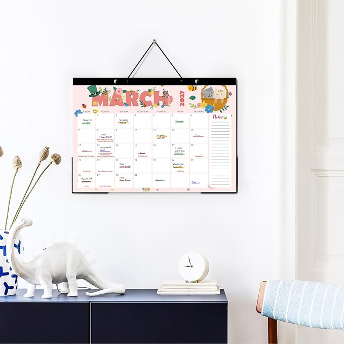 SUNEE Desk Calendar 2026-2027, 17" x 12", 18 Month Calendar Jul. 2026 - Dec. 2027, Calendar 2026-2027 With Notes, for Planning, Organizing in Family, School or Office, Cute